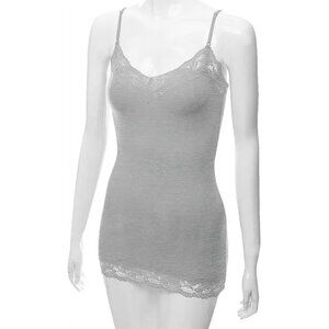 Bozzolo Women's Gray Lace Trim Stretchy Tunic Camisole Tank Top